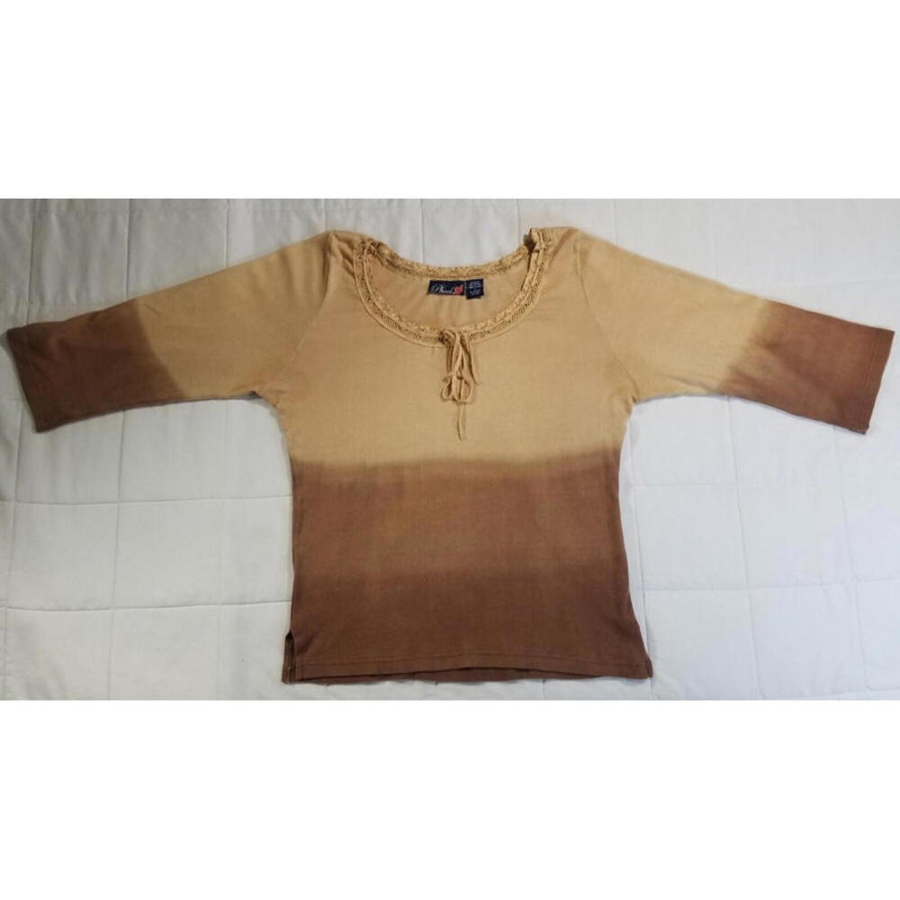 Phool Small Long Sleeve Gradient Beige to Pink Top - Fast Shipping